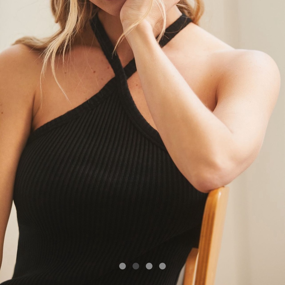 Anthropologie Black Ribbed Halter M